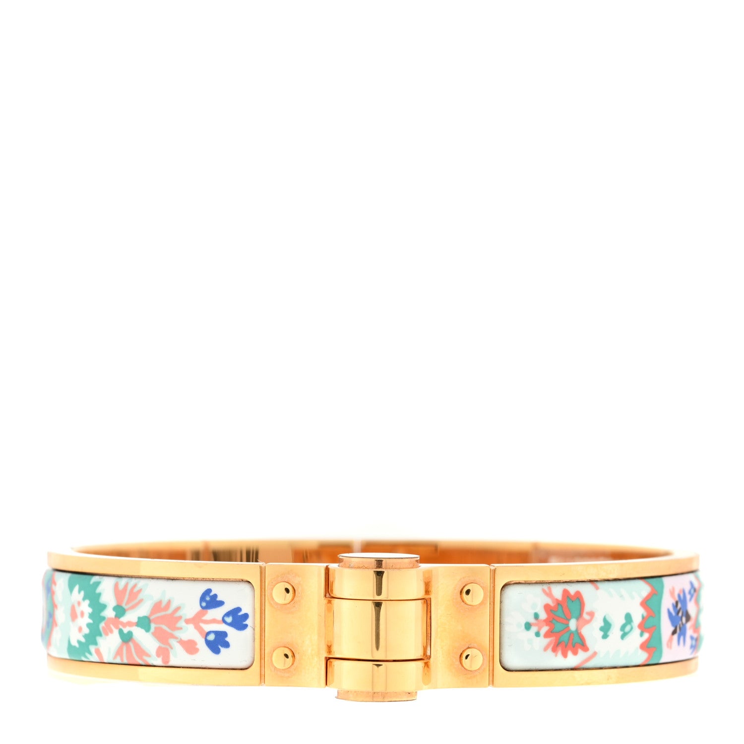 Hermes Enamel Printed Paisley From Paisley Narrow Hinged Bracelet S Miami 1 of 3