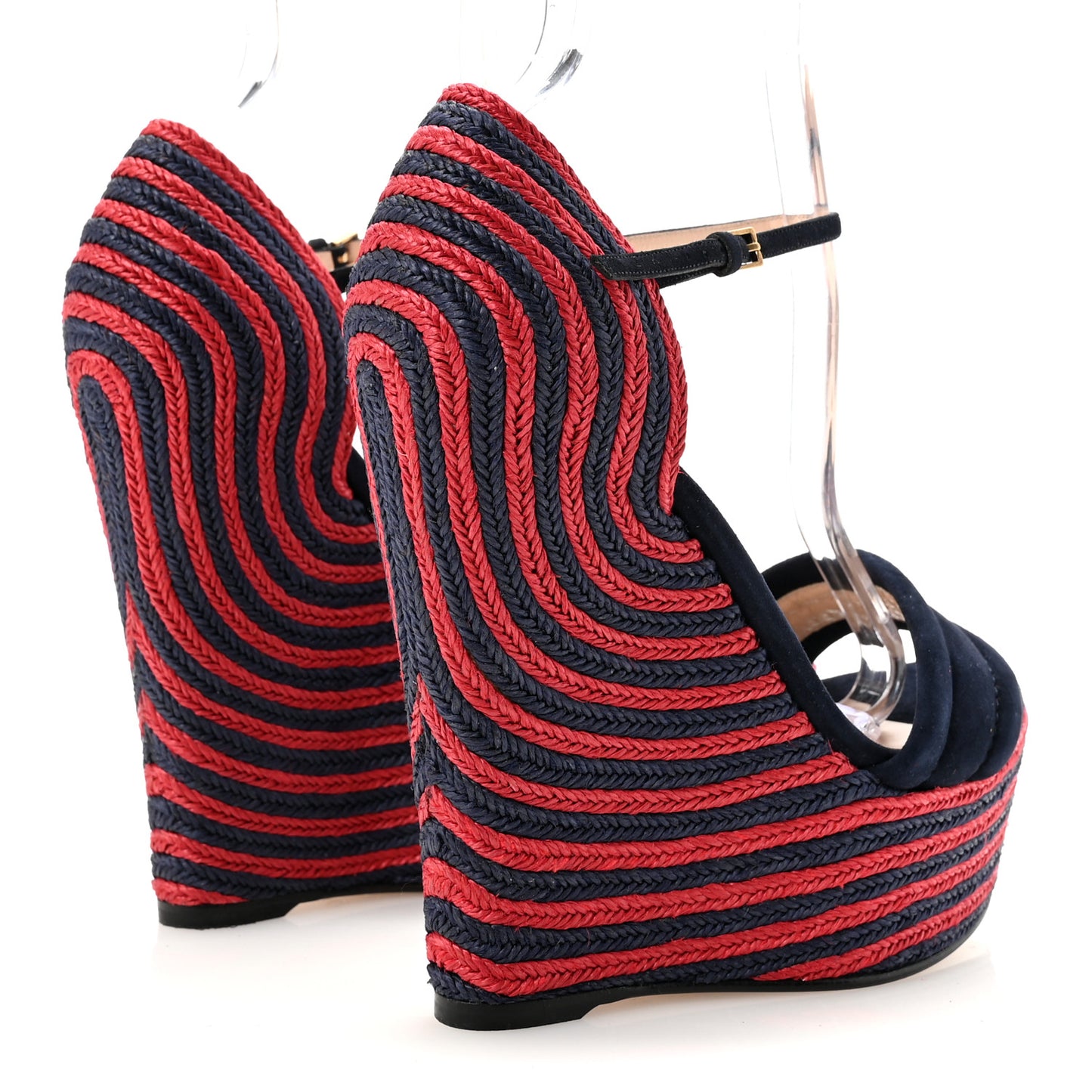 Kid Scamosciato Espadrille Platform Wedge Sandals 38.5 Red Blue