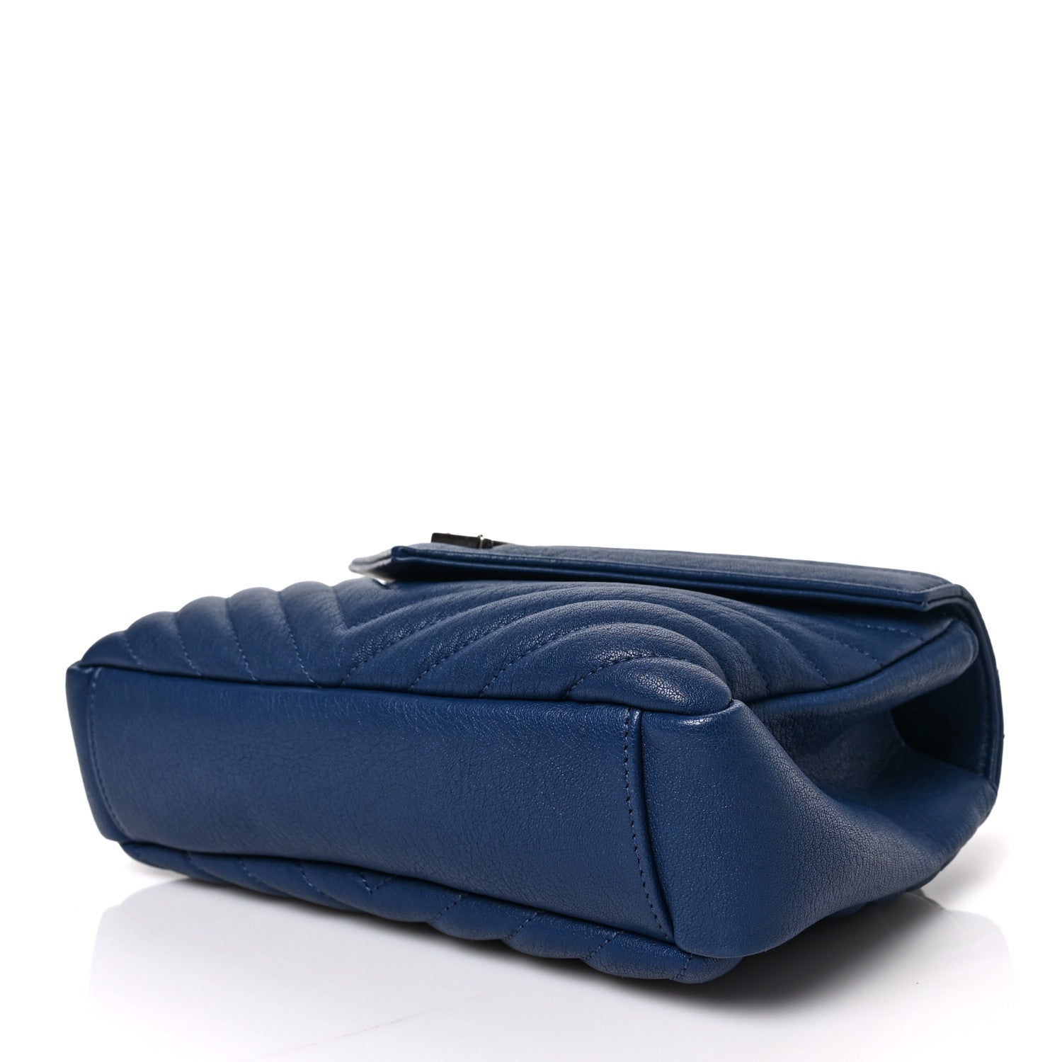 Saint Laurent Sheepskin Matelasse Chevron Monogram College Bag Navy 8 of 8