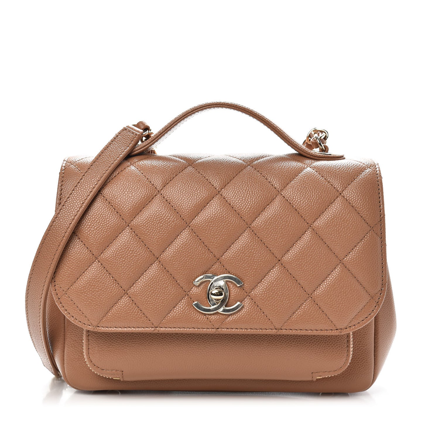Caviar Quilted Medium Business Affinity Flap Brown
