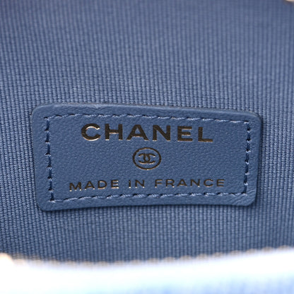 Chanel Denim Printed Chain Clutch Dark Blue 6 of 11