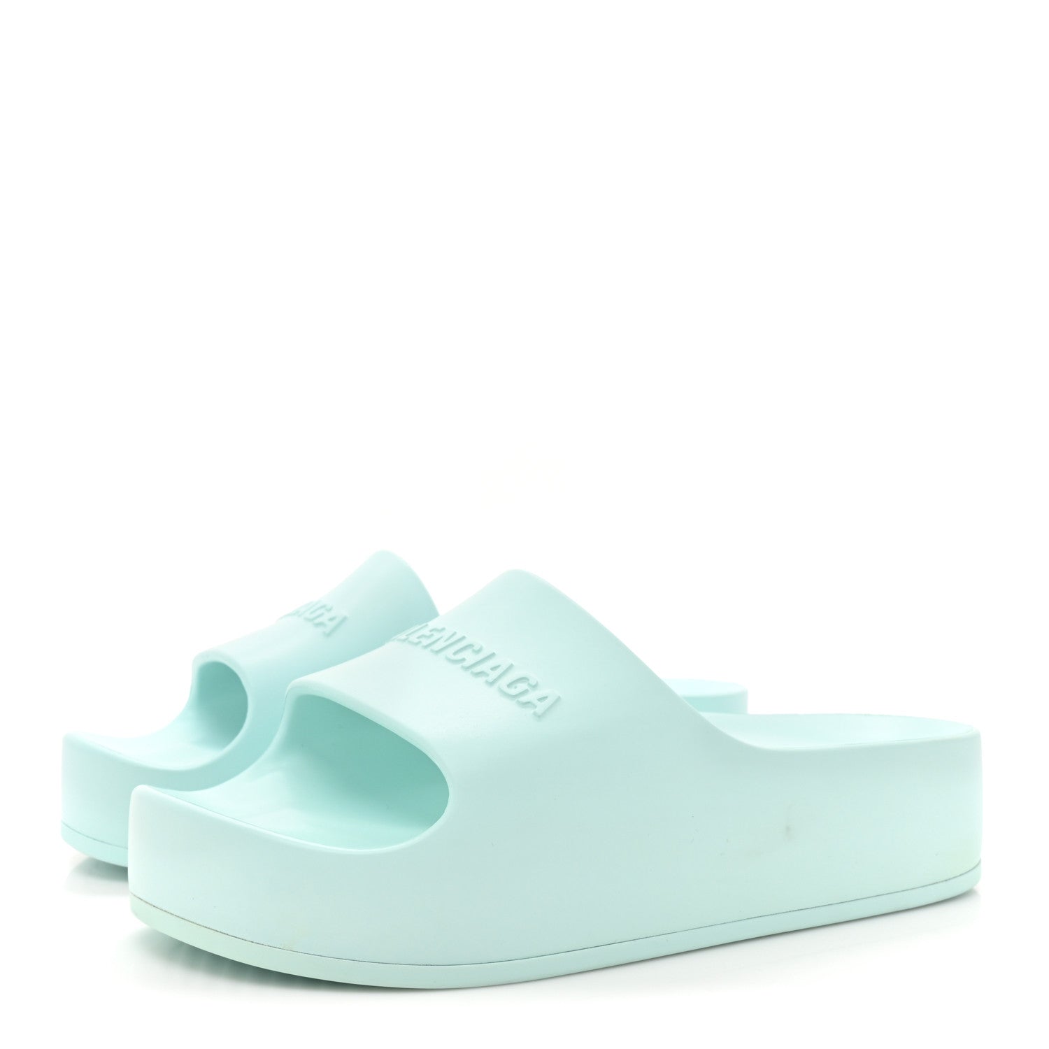 Balenciaga Rubber Womens Chunky Slide Sandals 38 Green Aqua 3 of 9