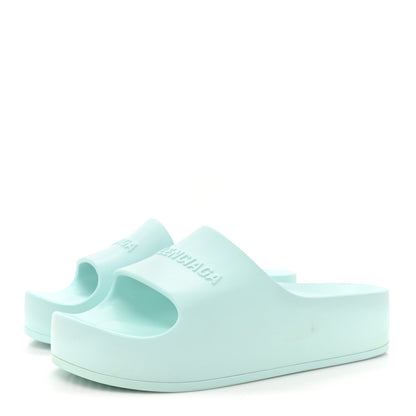 Balenciaga Rubber Womens Chunky Slide Sandals 38 Green Aqua 3 of 9