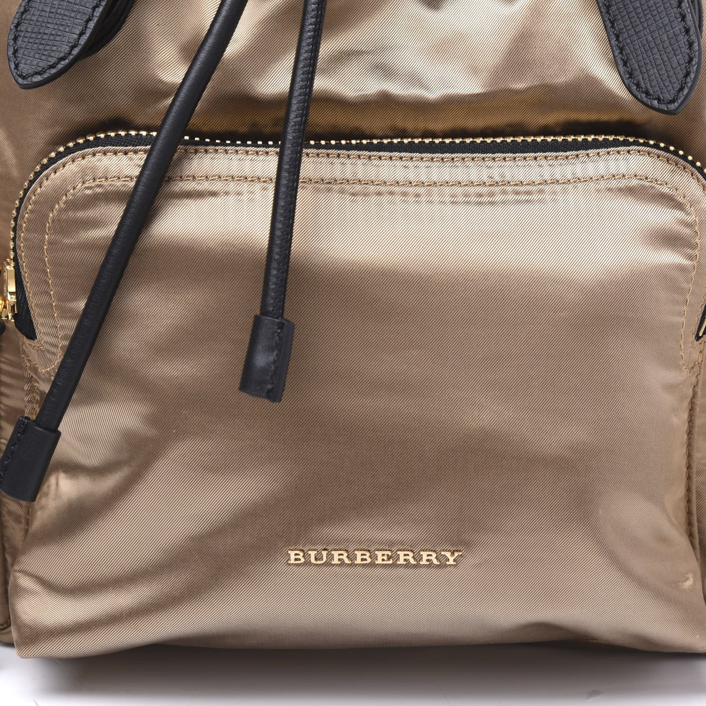 Metallic Satin Nylon Medium Rucksack Backpack Gold