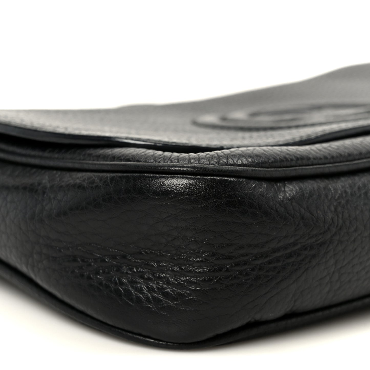 Pebbled Calfskin Medium Soho Flap Crossbody Black