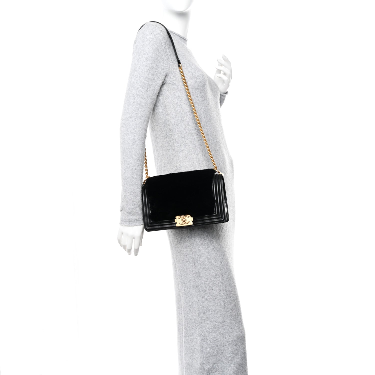 Chanel Orylag Rabbit Fur Calfskin Medium Boy Flap 2 of 11