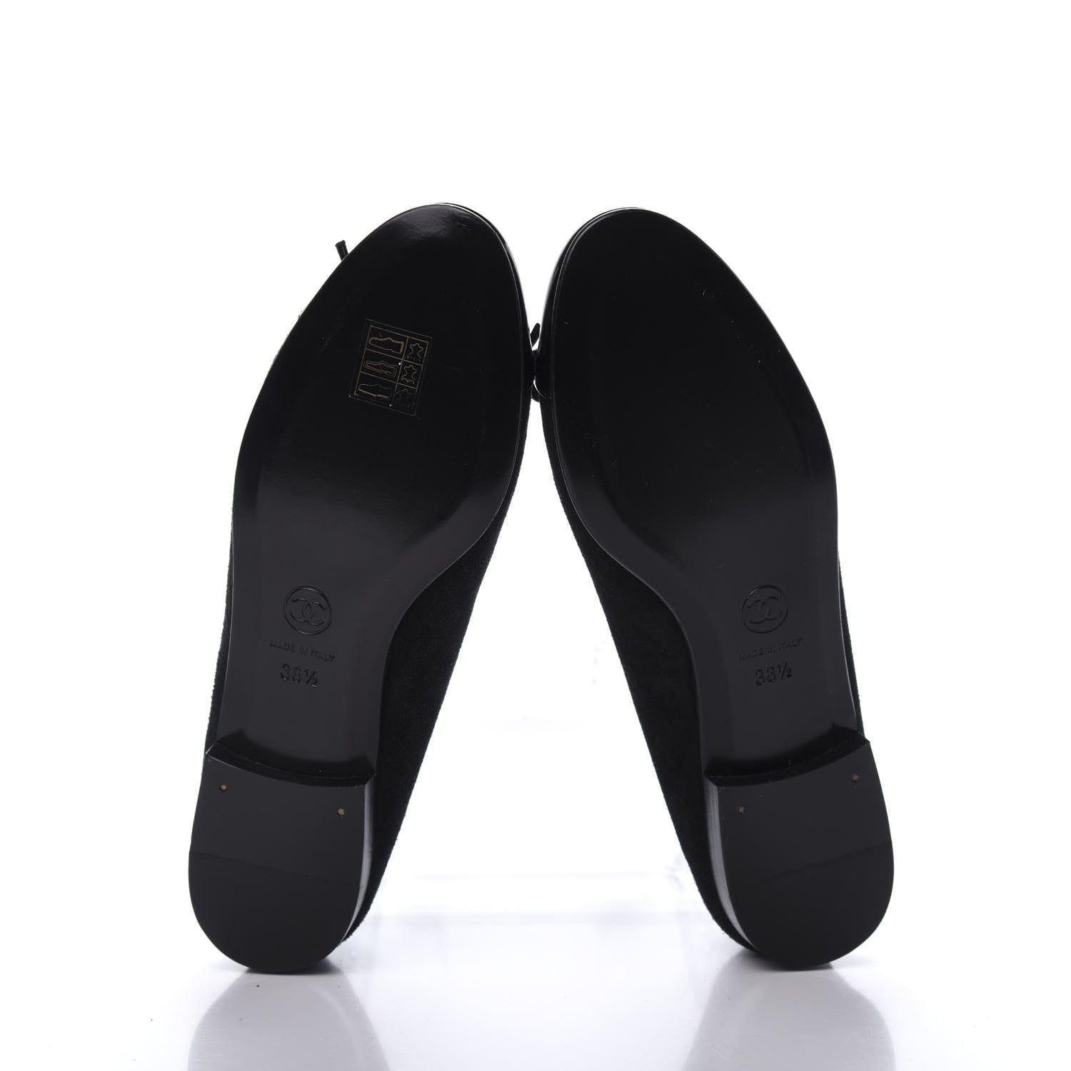 Chanel Suede Patent Cap Toe CC Ballerina Flats 36.5 Black 5 of 7