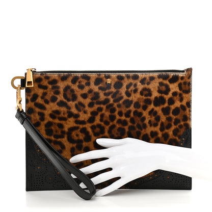 Versace Faux Fur Leopard Print Portfolio Case Black 2 of 8