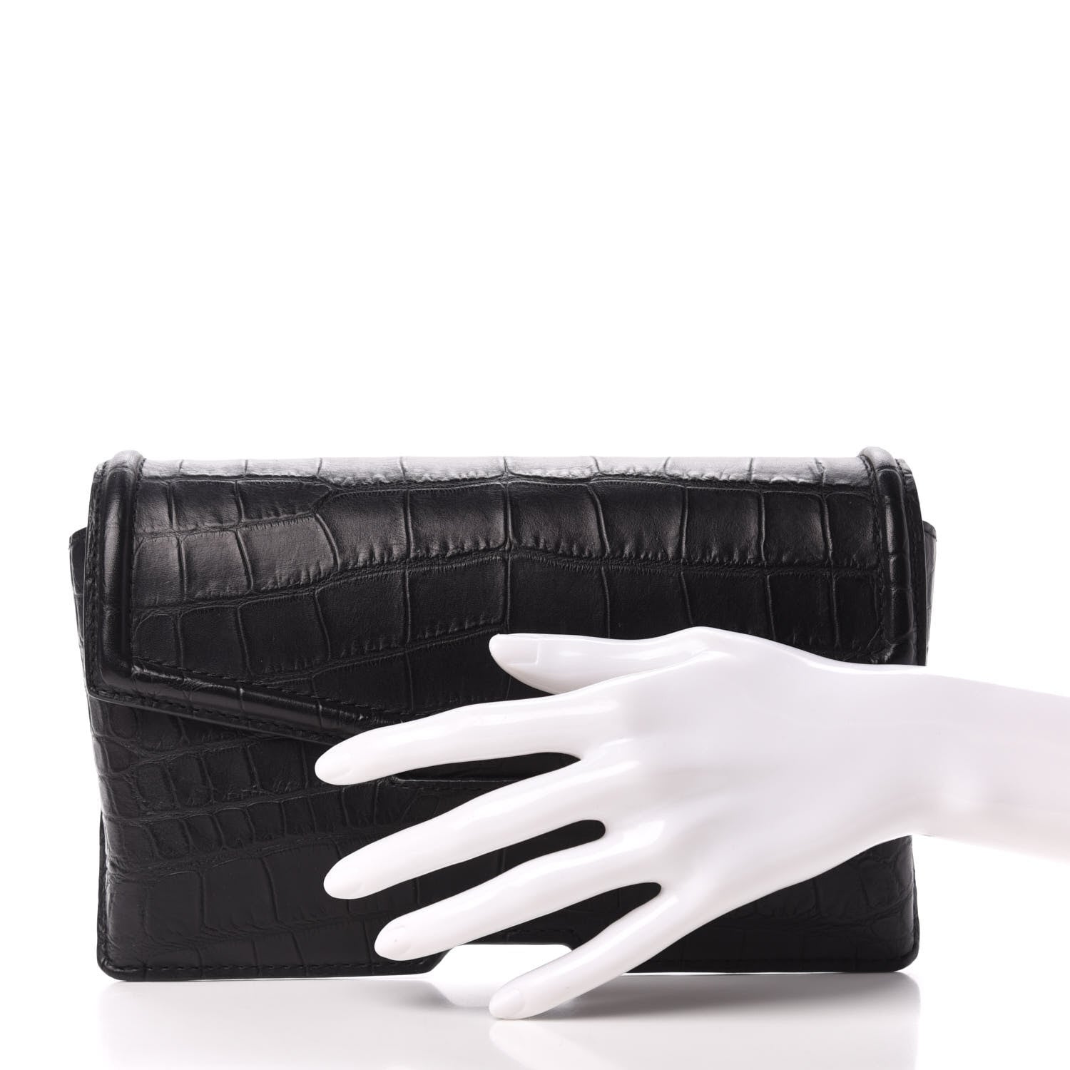 Alexander Wang Calfskin Crocodile Embossed Clutch Black 2 of 6