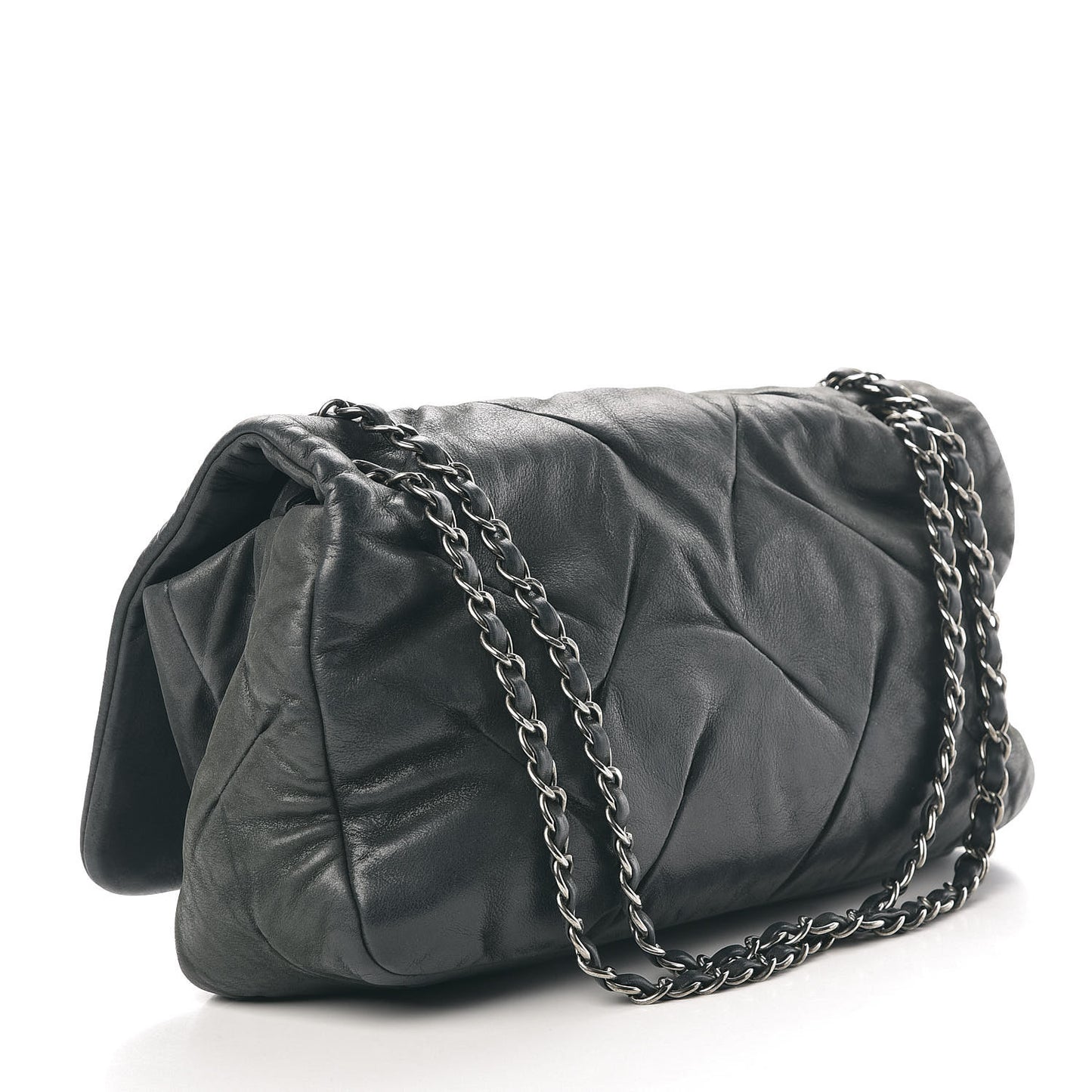 Iridescent Calfskin Glint Flap Grey