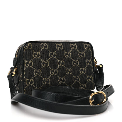 Gucci Jacquard Black Denim GG Monogram Textured Dollar Calfskin Mini Ophidia Shoulder Bag Black Ivory 3 of 9