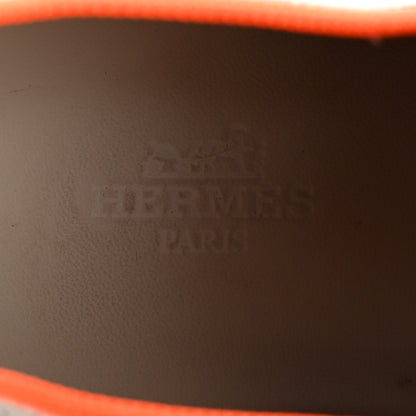 Hermes Technical Canvas Goatskin Womens Eclair Sneakers 37.5 White Orange 9 of 10