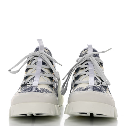 Christian Dior Neoprene Rubber Toile De Jouy Print Womens D-Connect Sneakers 38.5 Deep Blue 2 of 8