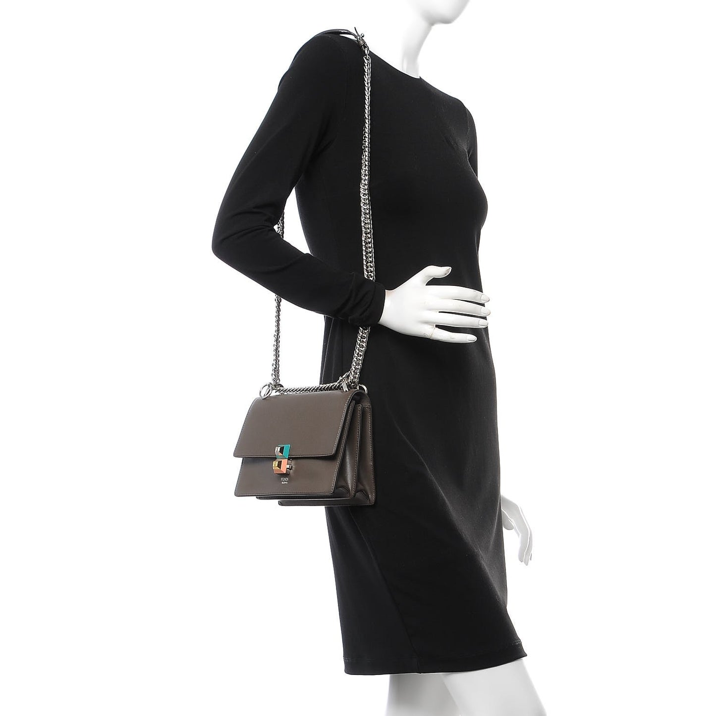 Vitello Liberty Studded Small Kan I Shoulder Bag Carbone Multicolor
