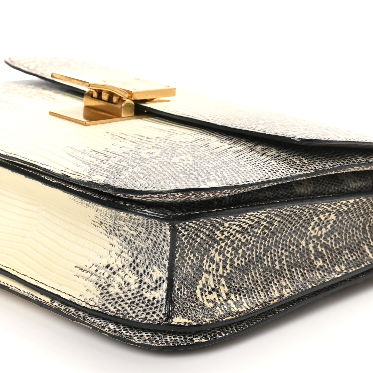 Lizard Medium Classic Box Flap Bag Natural