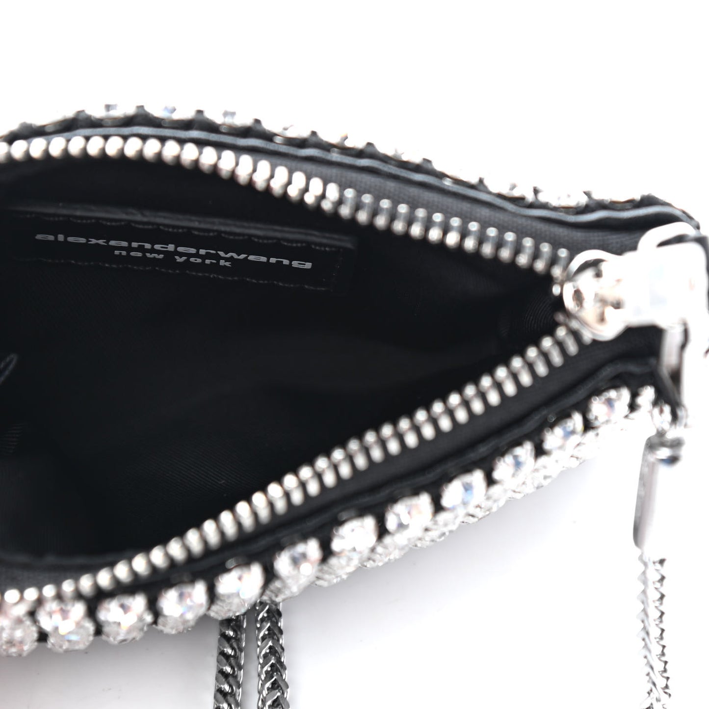Mesh Crystal Rhinestone Nano Heiress Shoulder Bag Black Silver