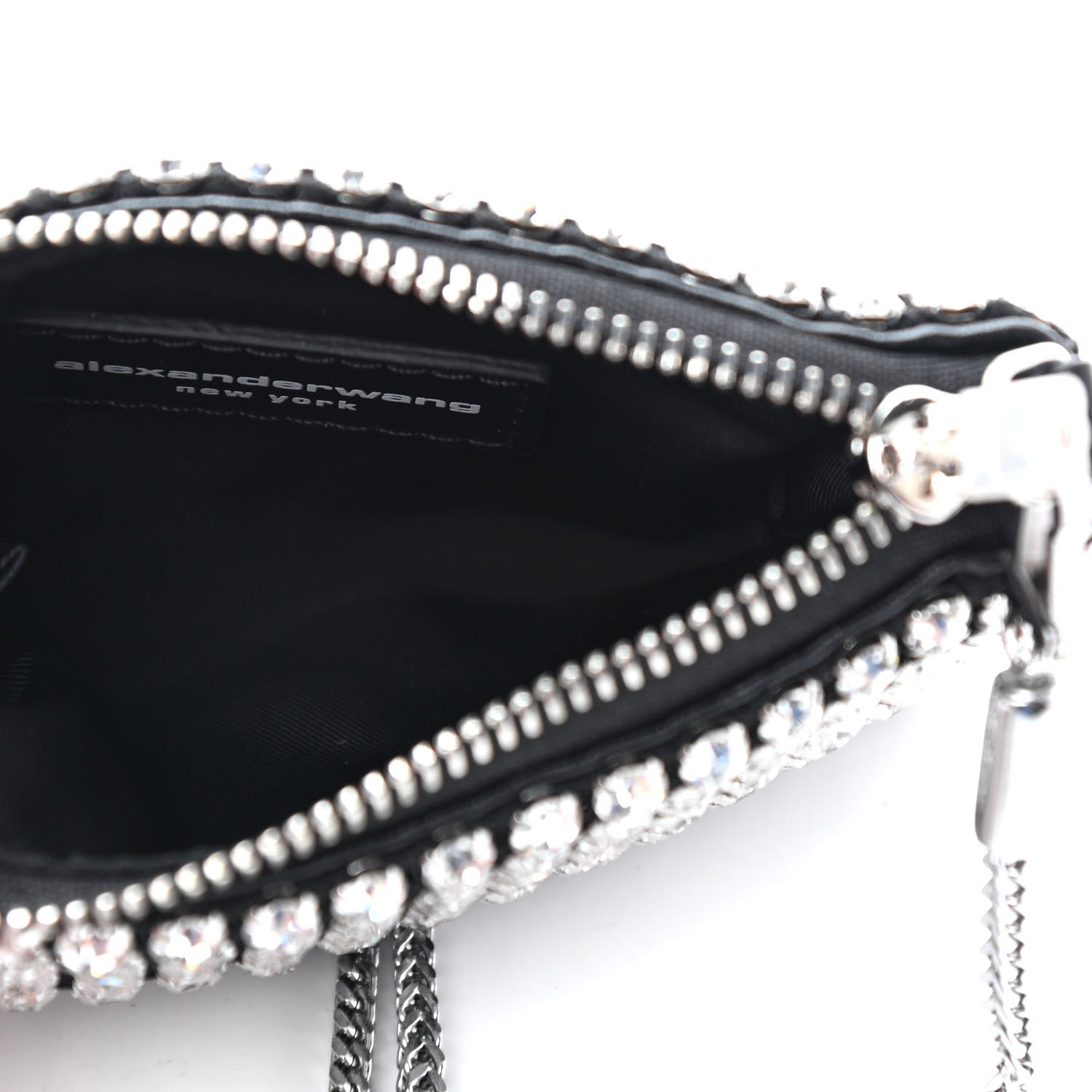 Alexander Wang Mesh Crystal Rhinestone Nano Heiress Shoulder Bag Black Silver 5 of 10