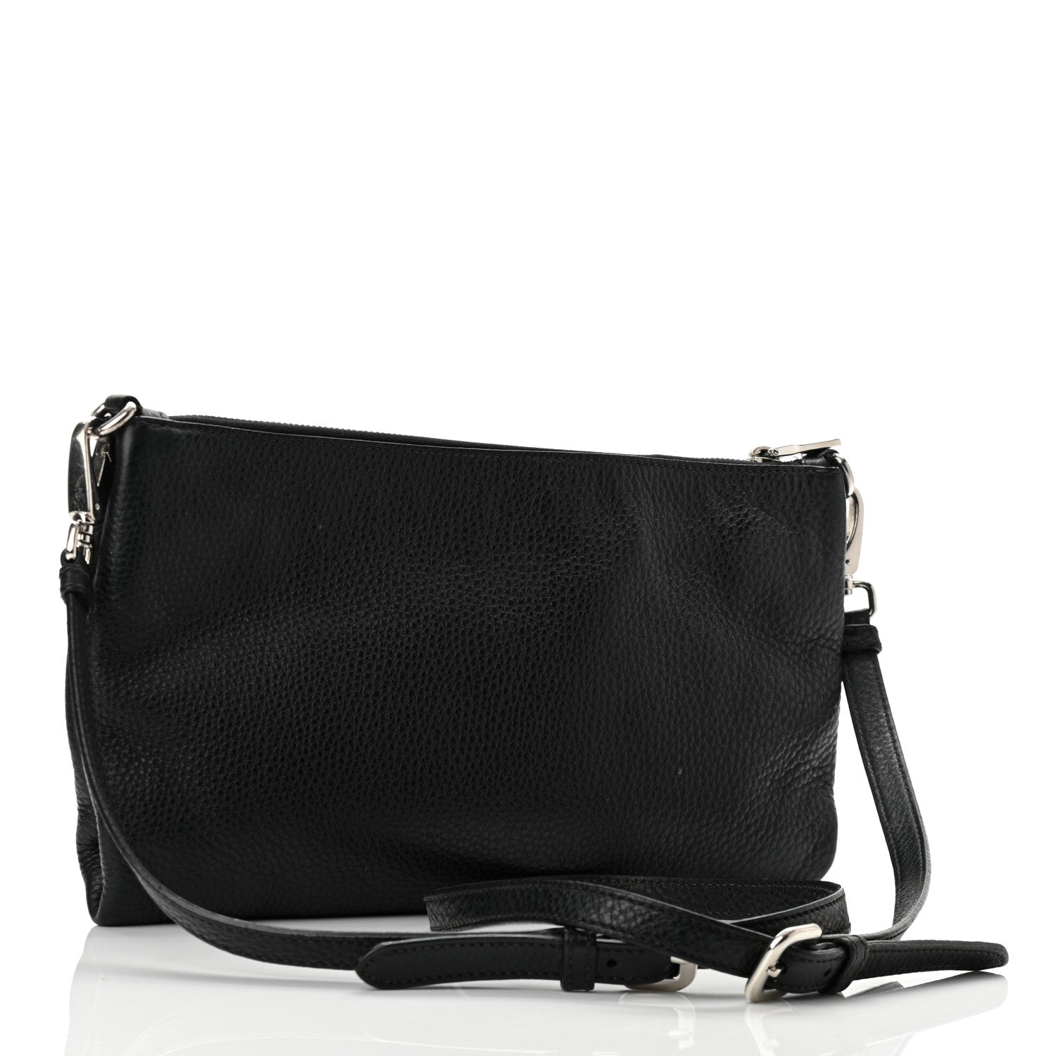Prada Vitello Daino Zippered Crossbody Bag Black 2 of 9