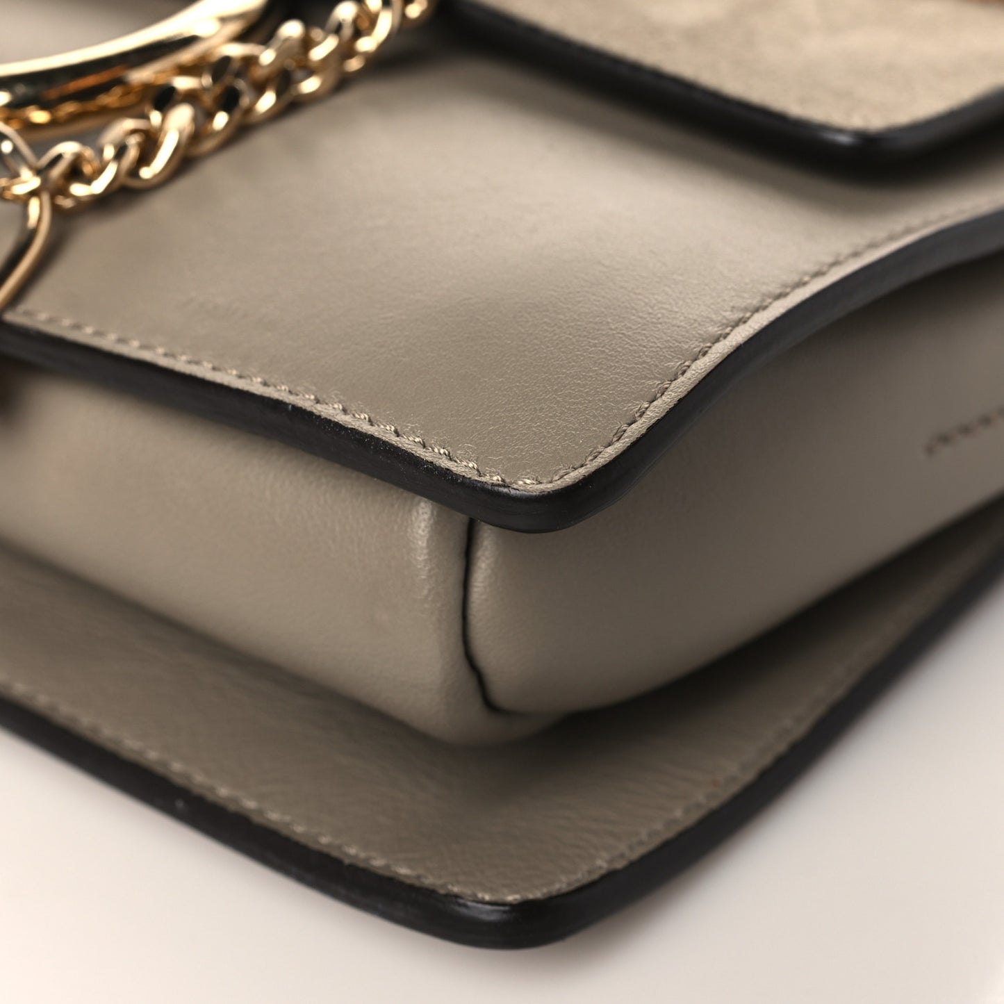 Suede Calfskin Small Faye Shoulder Bag Motty Grey