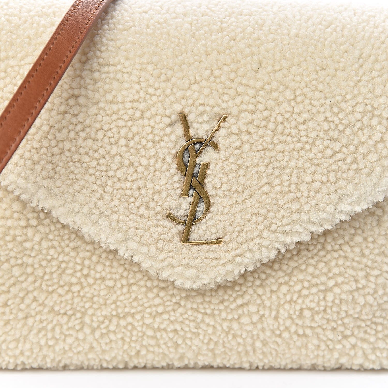 Saint Laurent Shearling Toy Loulou Shoulder Bag Natural 9 of 10