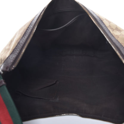Gucci Monogram Web Medium Half Moon Hobo Dark Brown 5 of 11