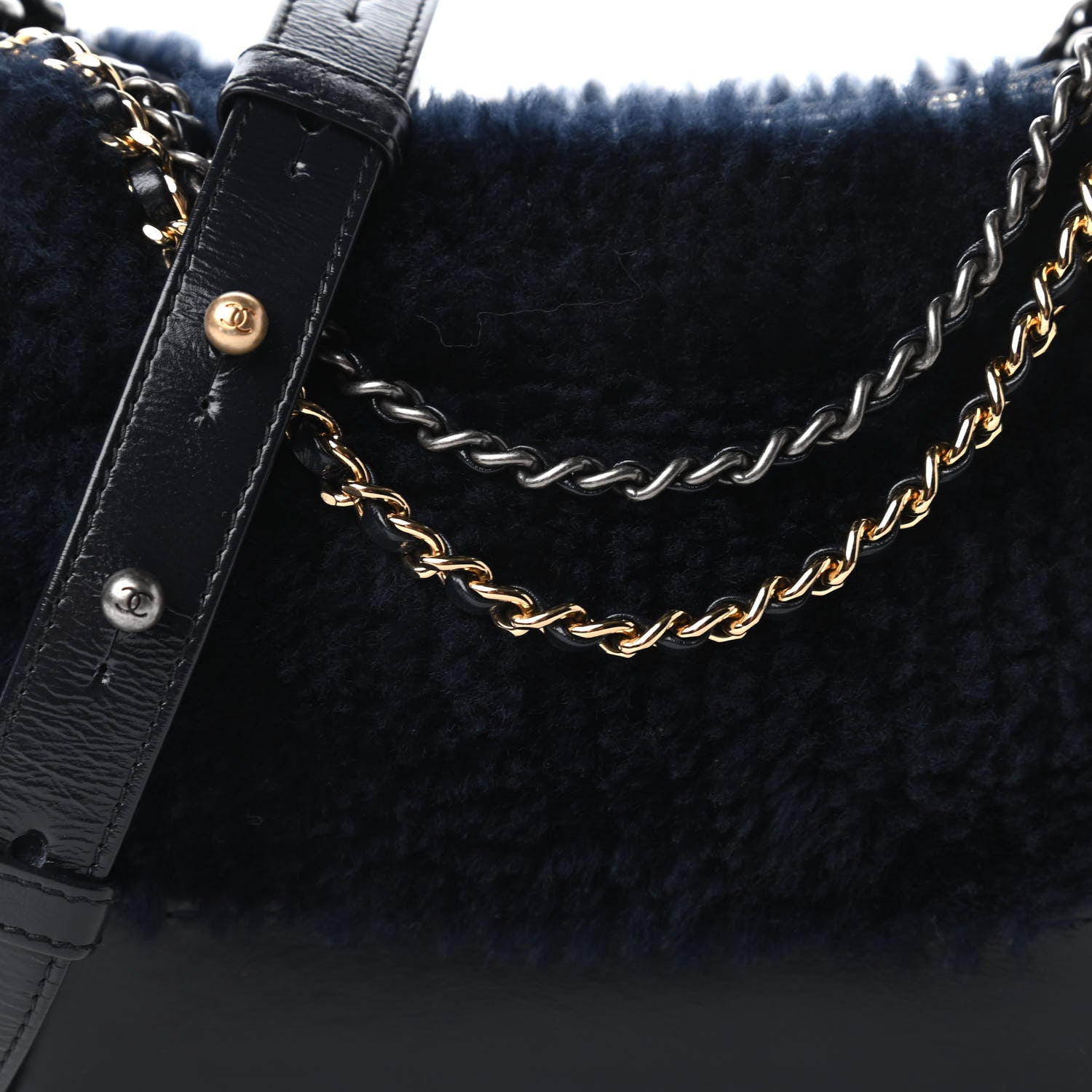 Chanel Shearling Small Gabrielle Hobo Navy 10 of 10