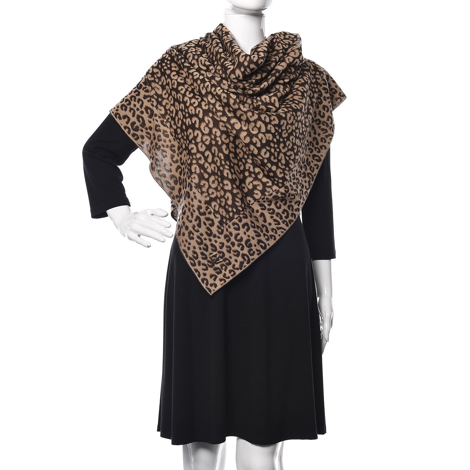 Louis Vuitton Cashmere Silk Carre Leopard Scarf Marron 2 of 4