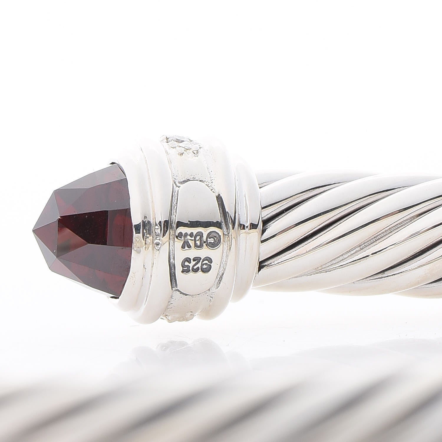 David Yurman Sterling Silver Diamond Garnet 7mm Cable Classics Bracelet 5 of 5
