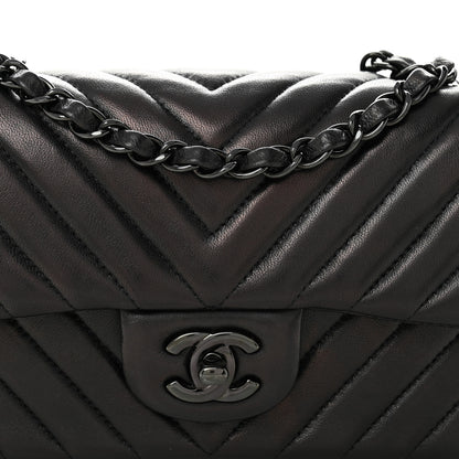 Chanel Lambskin Chevron Quilted Mini Rectangular Flap So Black 8 of 11