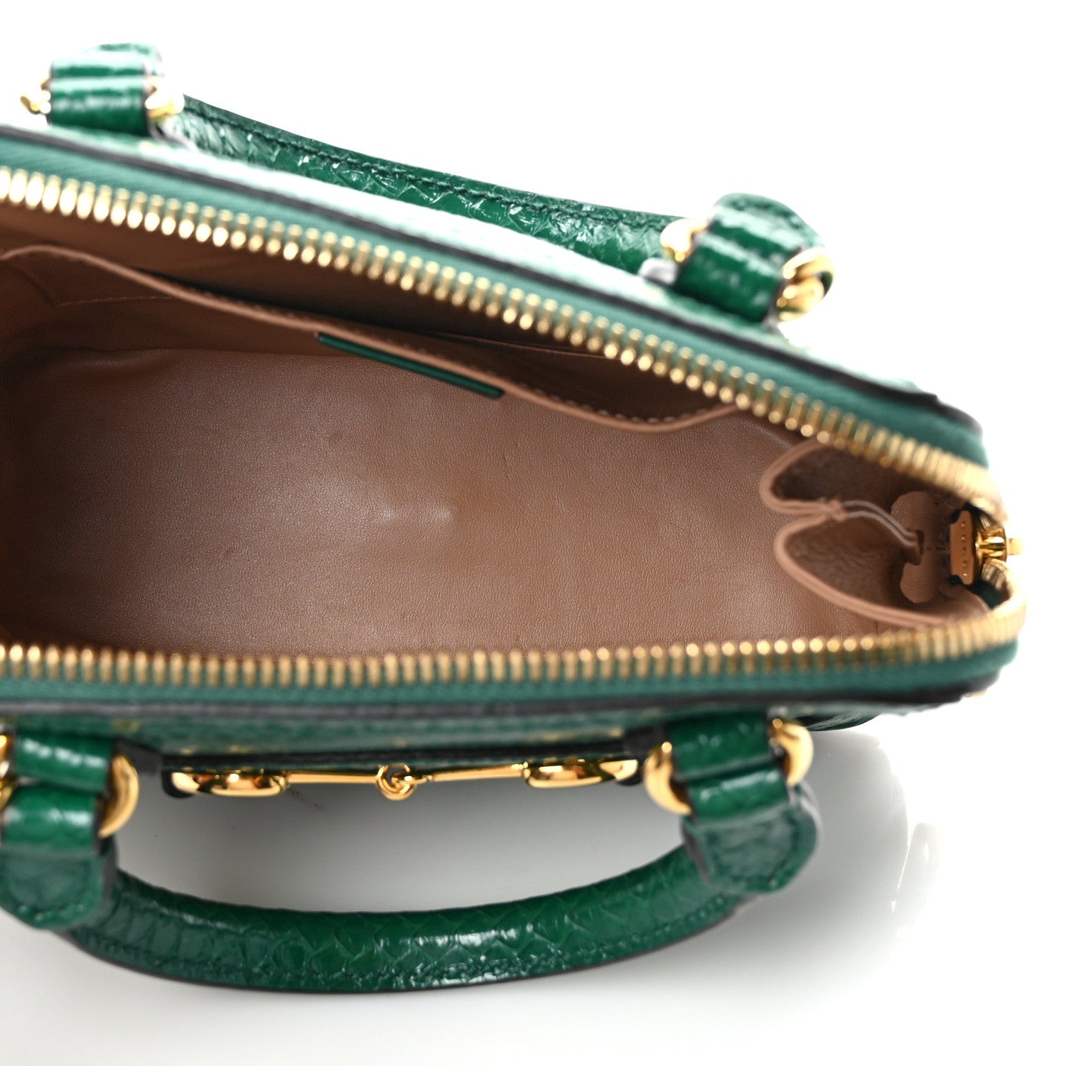 Gucci Shiny Snakeskin Mini Horsebit 1955 Top Handle Bag Emerald 5 of 10