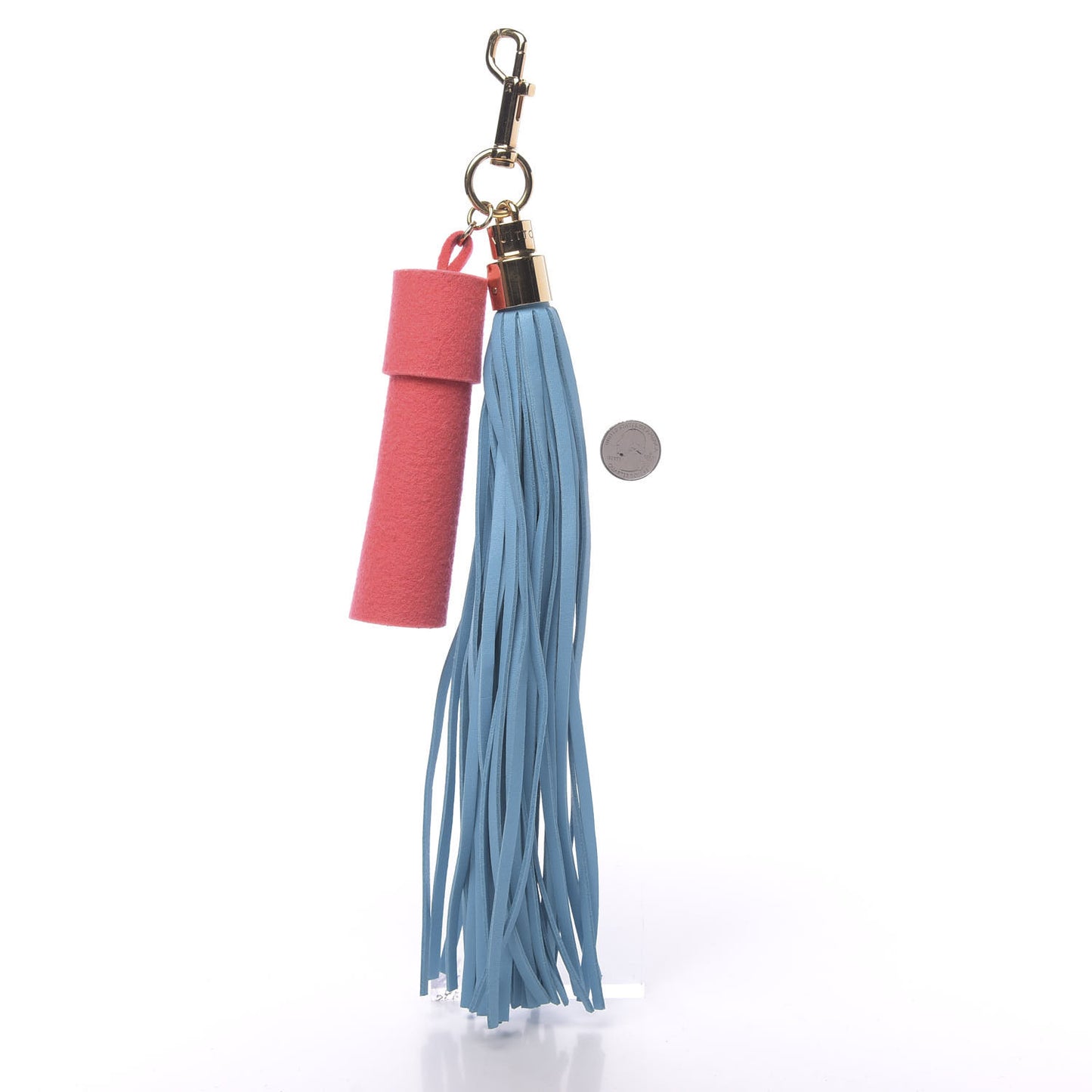 Calfskin Rainbow Bag Charm Tassel Blue