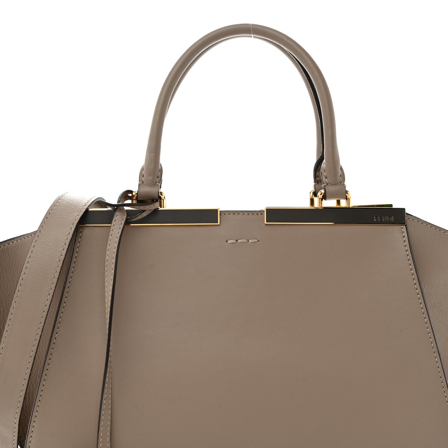 Vitello Dolce Shiny Nappa Petite 3Jours Tote Tortora Emerald