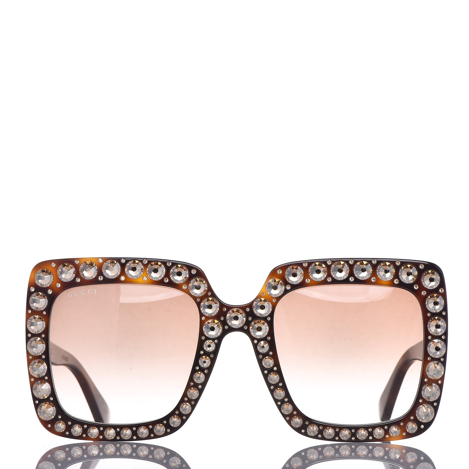 Gucci Acetate Crystal Oversize Sunglasses GG0148S Tortoise 3 of 7