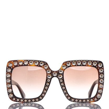 Gucci Acetate Crystal Oversize Sunglasses GG0148S Tortoise 3 of 7
