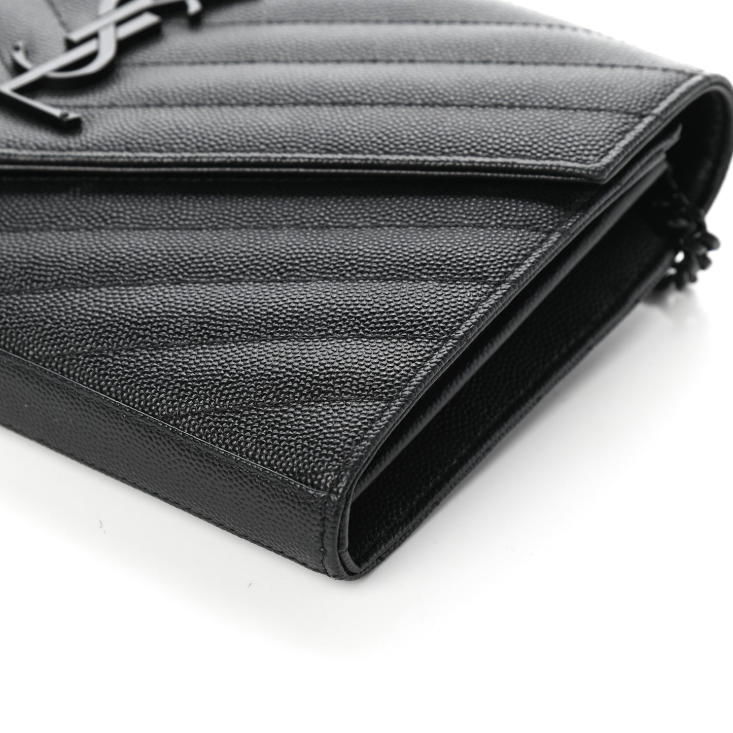 Grain De Poudre Matelasse Chevron Monogram Chain Wallet Black