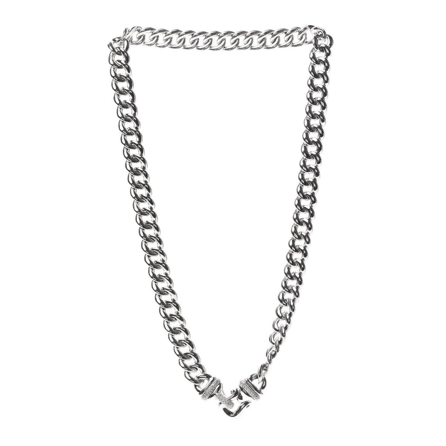 Sterling Silver Diamond Buckle Chain Necklace