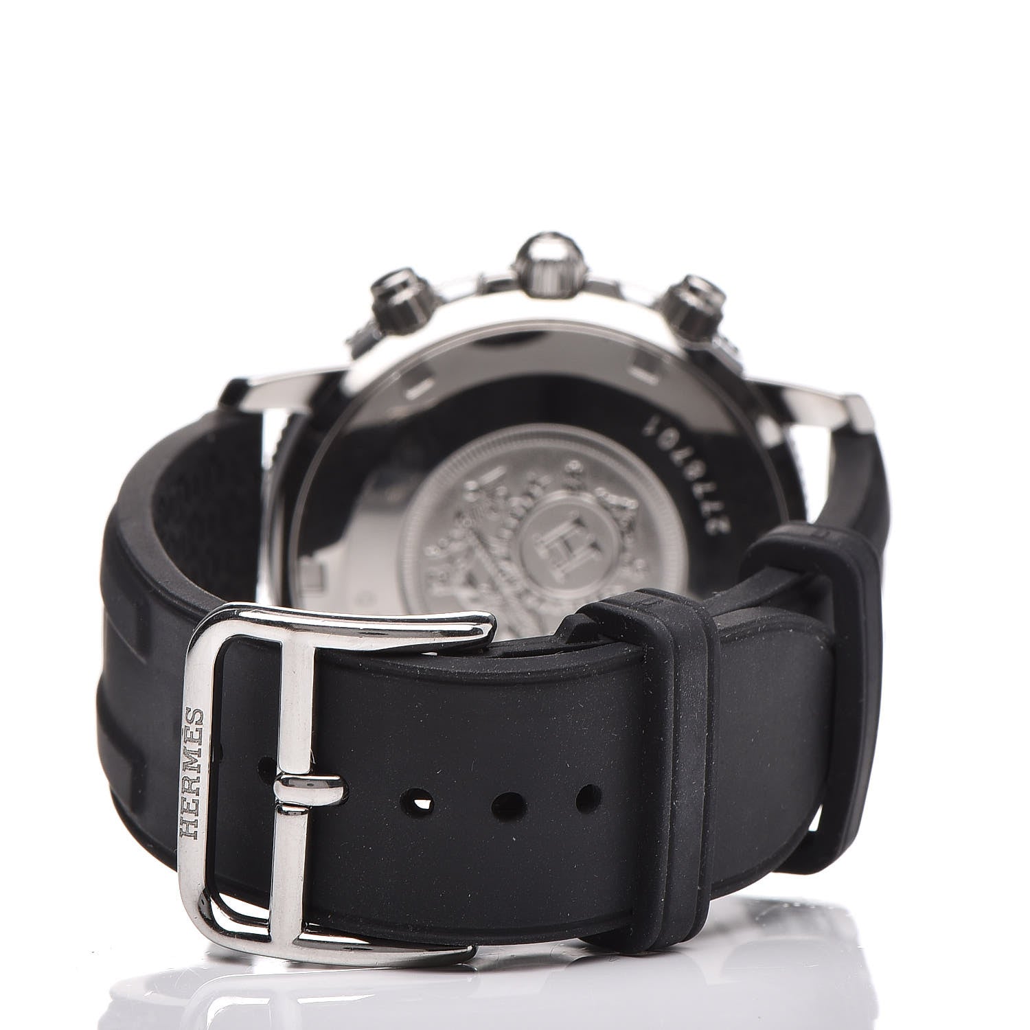 Hermes Stainless Steel Rubber 36mm Clipper Chronograph Quartz Watch Noir 4 of 7