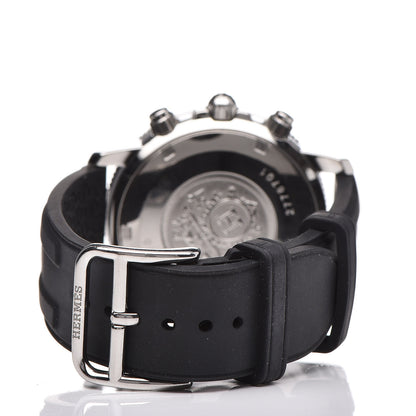Hermes Stainless Steel Rubber 36mm Clipper Chronograph Quartz Watch Noir 4 of 7