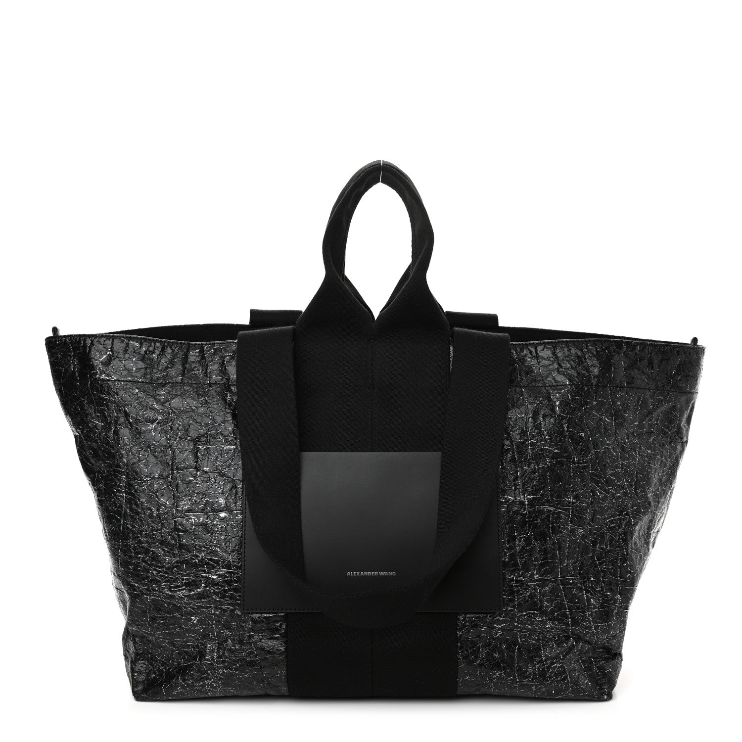 Alexander Wang Crackled Coated Canvas Extra Large AW Logo Tote Black 1 of 11