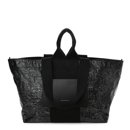 Alexander Wang Crackled Coated Canvas Extra Large AW Logo Tote Black 1 of 11