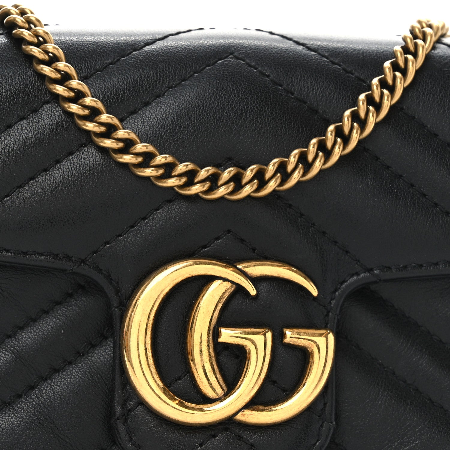 Gucci Calfskin Matelasse Super Mini GG Marmont Shoulder Bag Black 8 of 10
