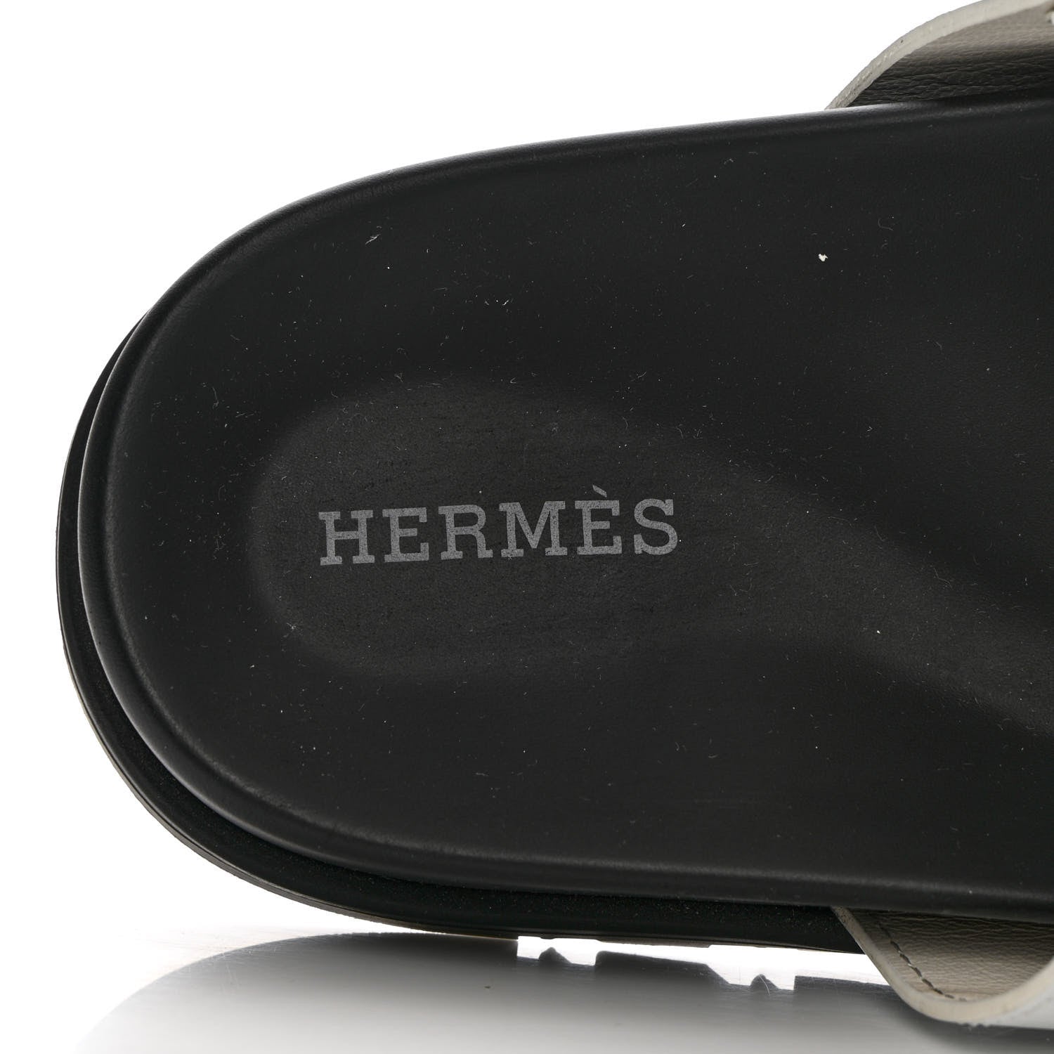 Hermes Calfskin Womens Chypre Sandals 38 White 7 of 14