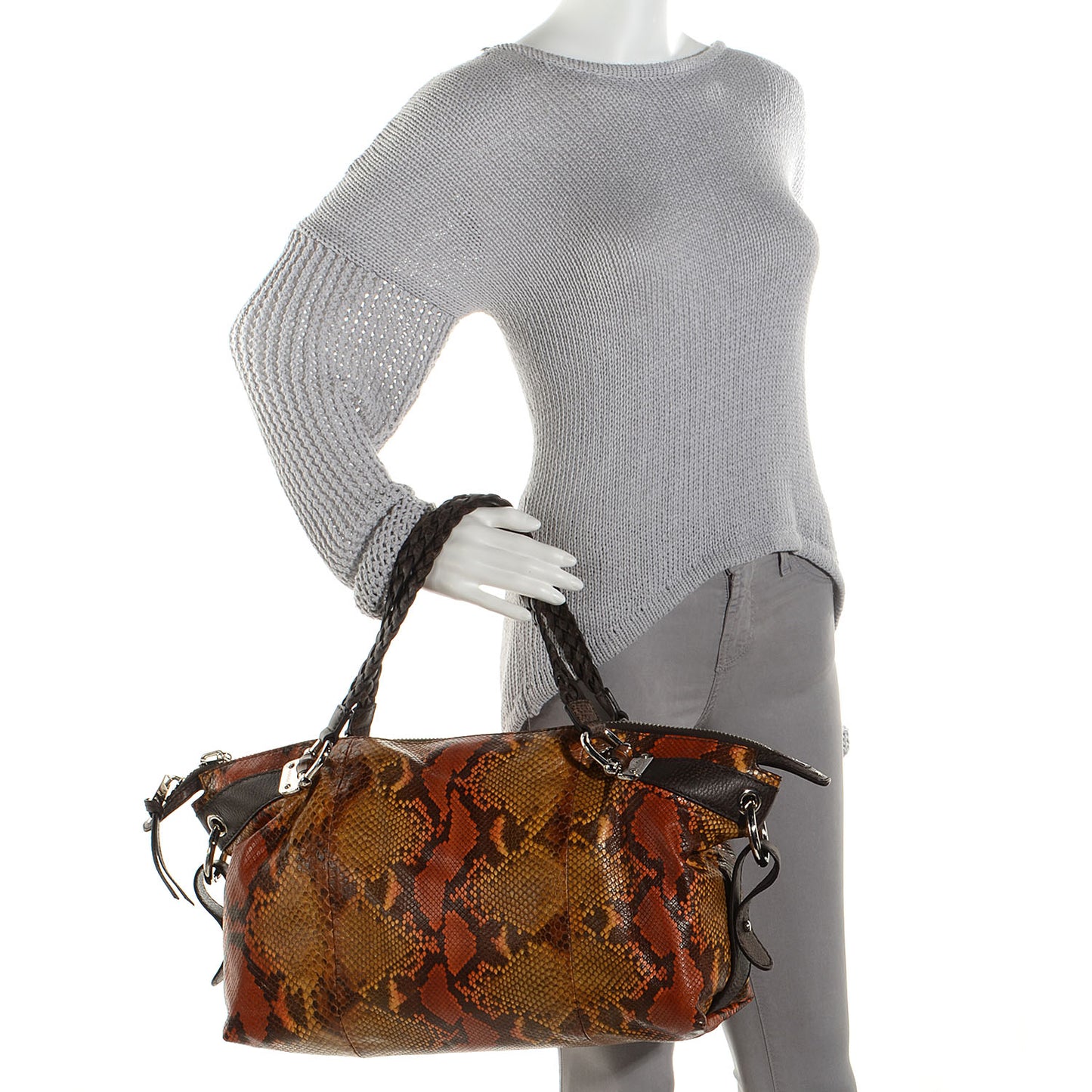 Python Bamboo Bar Medium Tote Brown