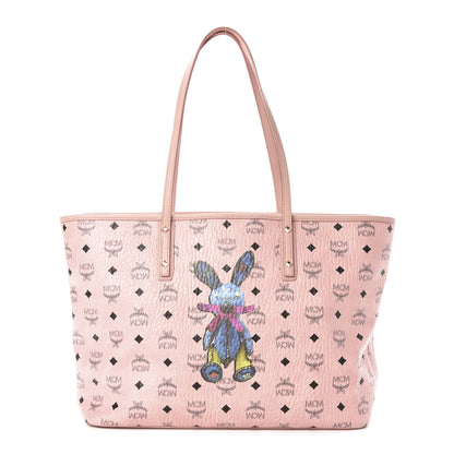 MCM Visetos Medium Rabbit Top Zip Shopper Tote Light Pink 1 of 10