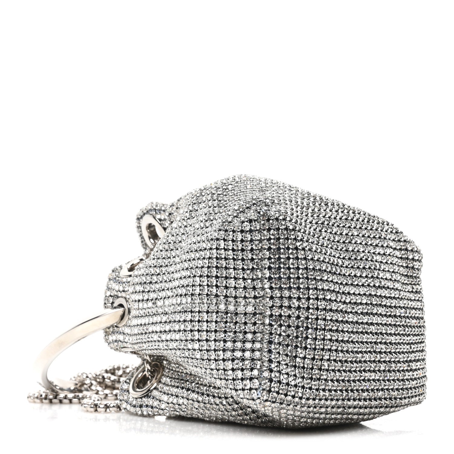 Jimmy Choo Satin Crystal Embellished Micro Bon Bon Bag Silver 4 of 9