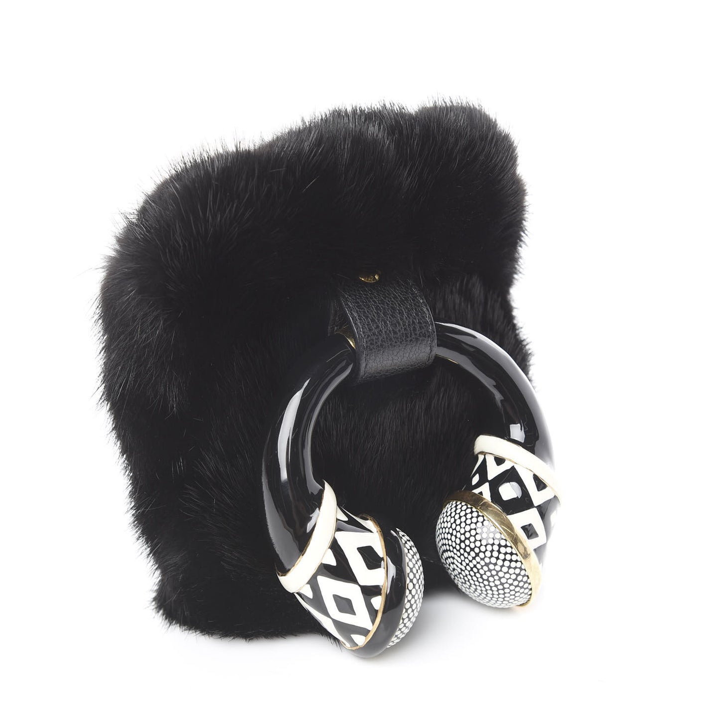 Mink Fur Bracelet Bag Black