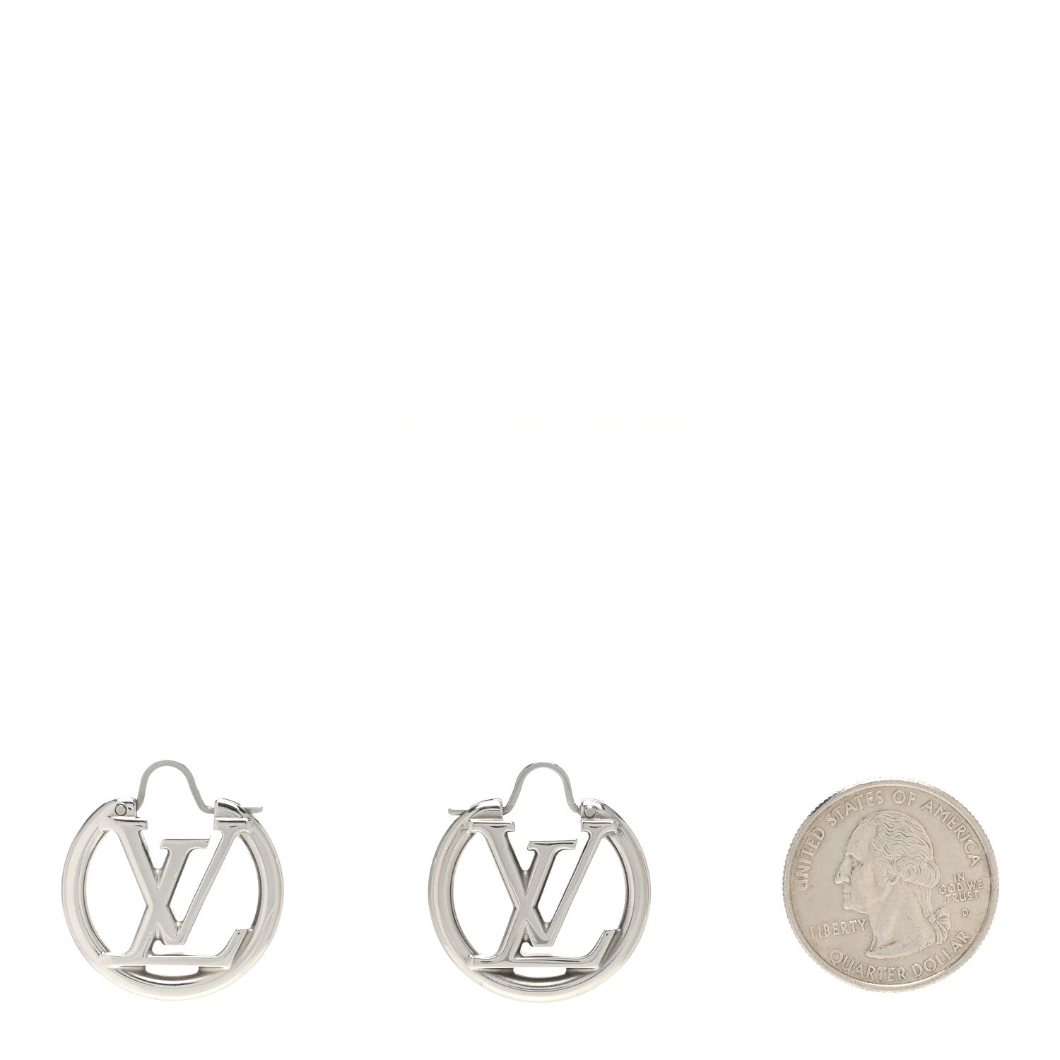 Louis Vuitton Palladium Small Louise Hoop Earrings Silver 2 of 5