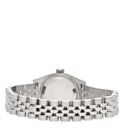 Rolex Stainless Steel 18K White Gold Black Mother of Pearl 26mm Oyster Perpetual Datejust Watch Roman 179174 3 of 5