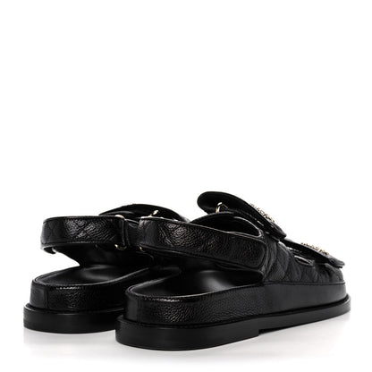 Chanel Grained Calfskin Velcro Dad Sandals 37.5 Black 4 of 10