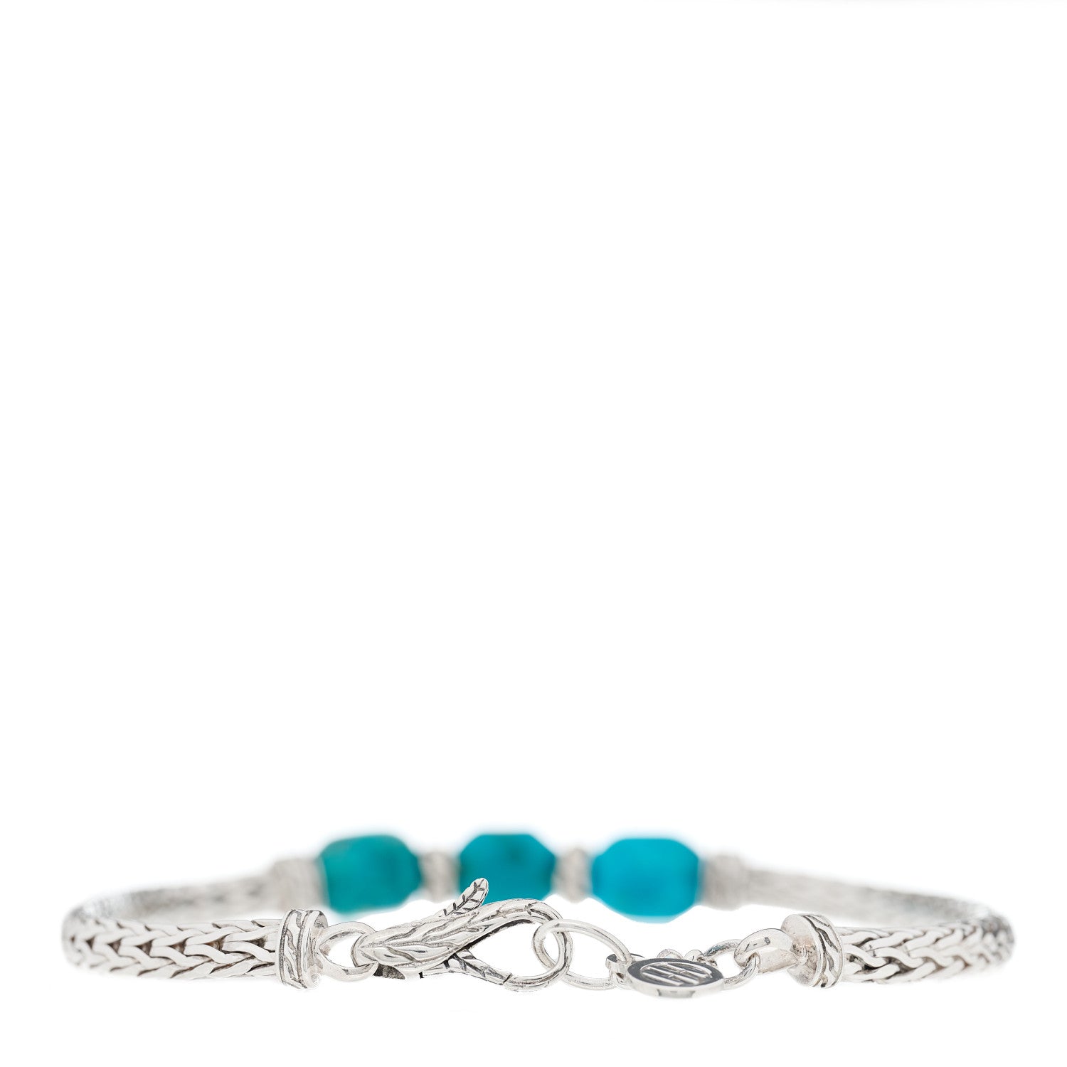 John Hardy Sterling Silver Turquoise Slim Classic Chain 3 Station Bracelet 2 of 3